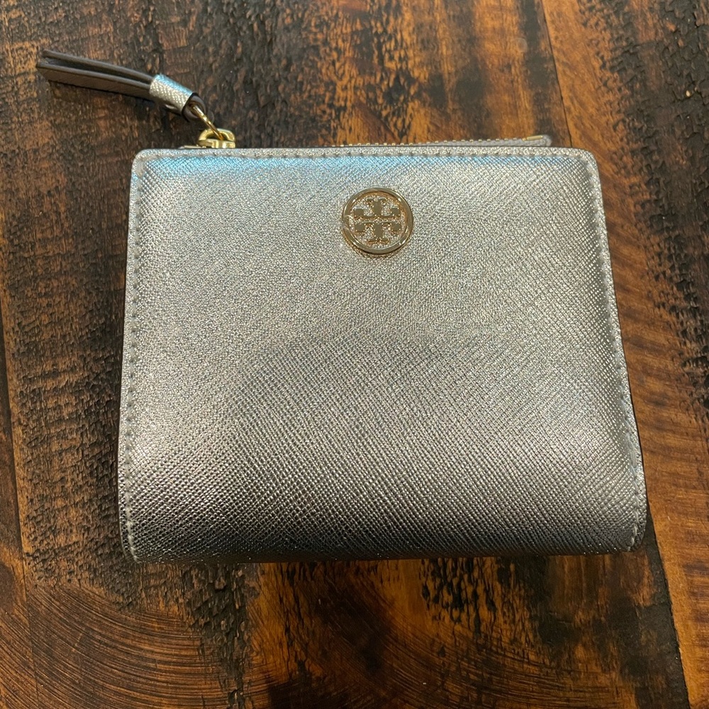 Tory Burch Robinson Mini Metallic Leather Wallet